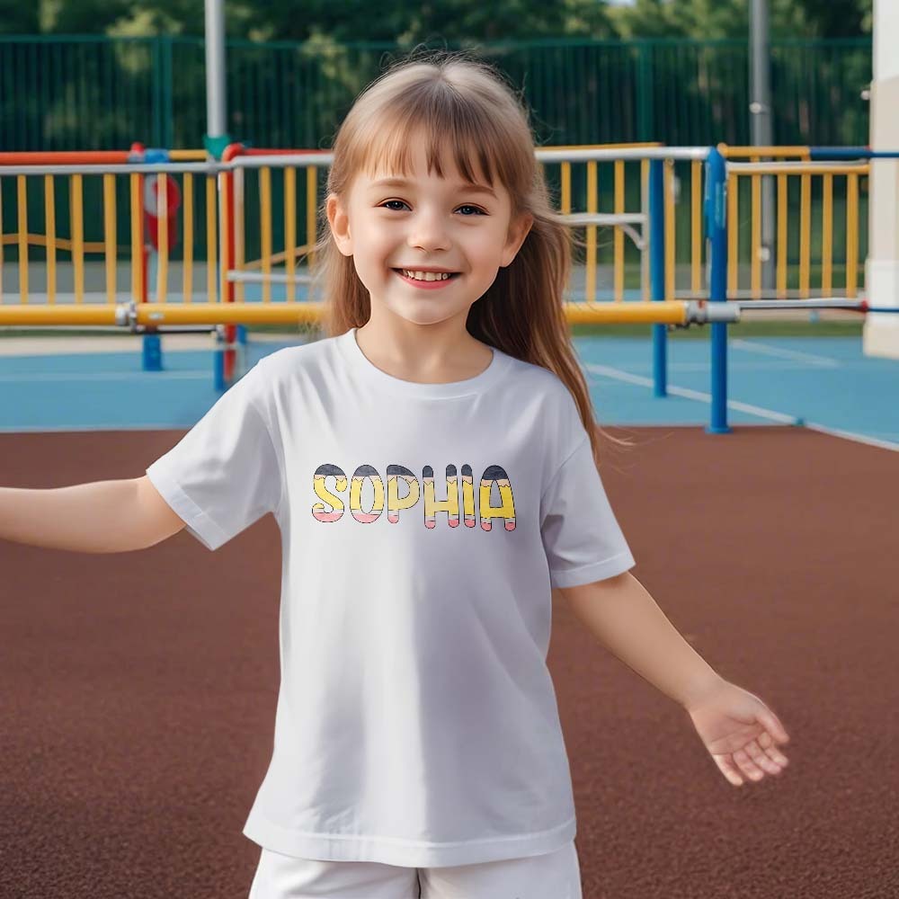 Personalized Back to School Pencil Name T-shirt First Day of School Shirt Gift for Kids - NameNecklace
