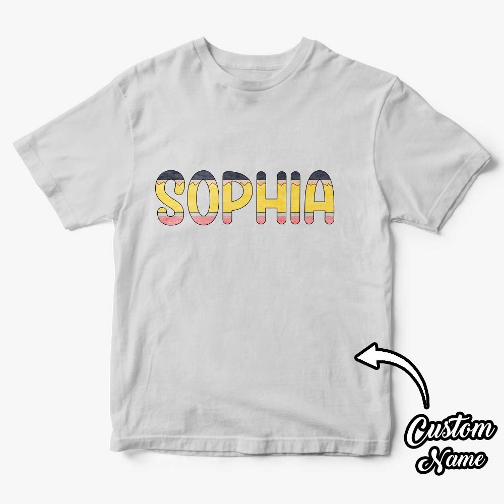 Personalized Back to School Pencil Name T-shirt First Day of School Shirt Gift for Kids - NameNecklace