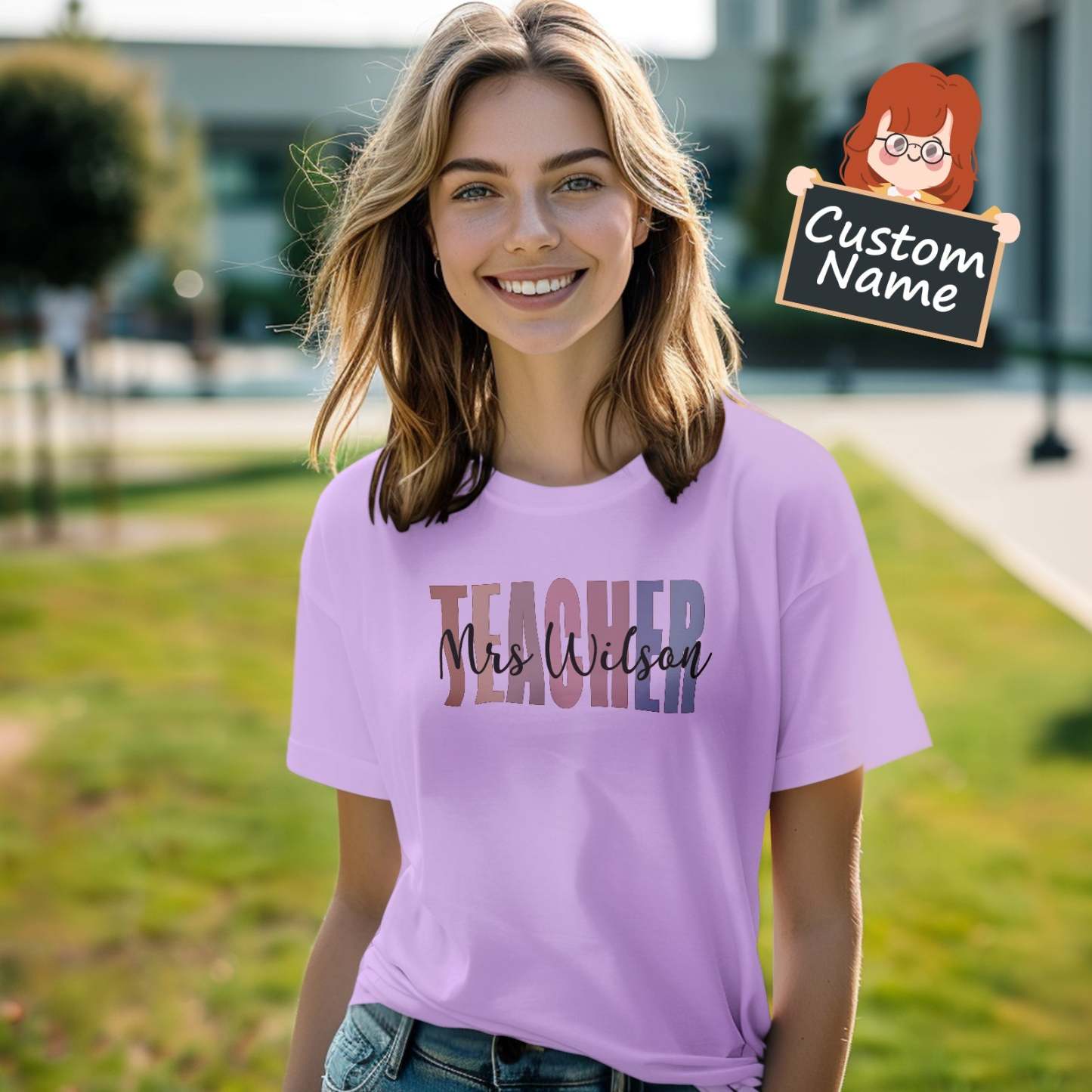 Personalized Teacher T-Shirt Teacher Custom Name Shirt Back to School Gifts - NameNecklace