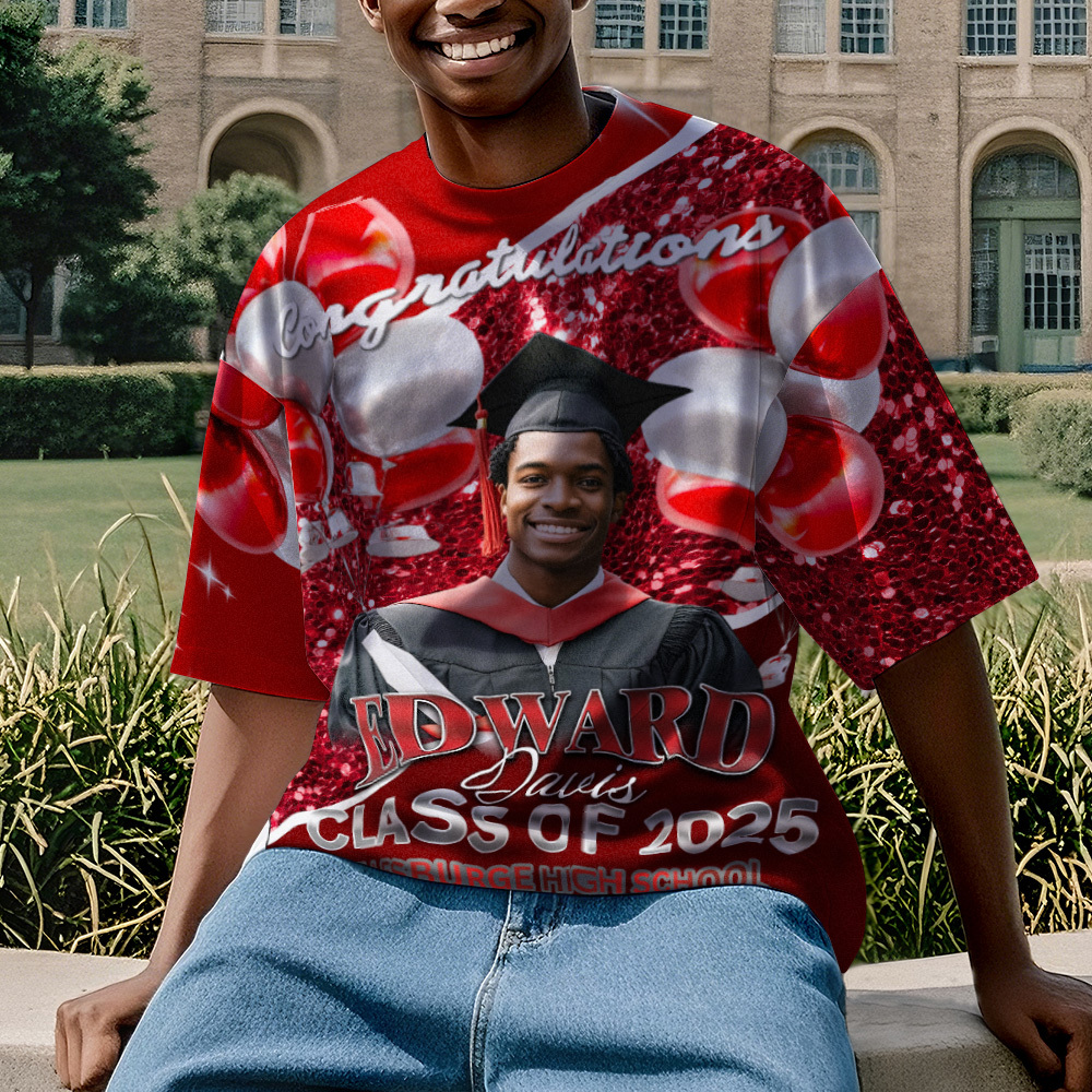 Personalized Photo 3D Graduation T-Shirt with Name & Year Gift