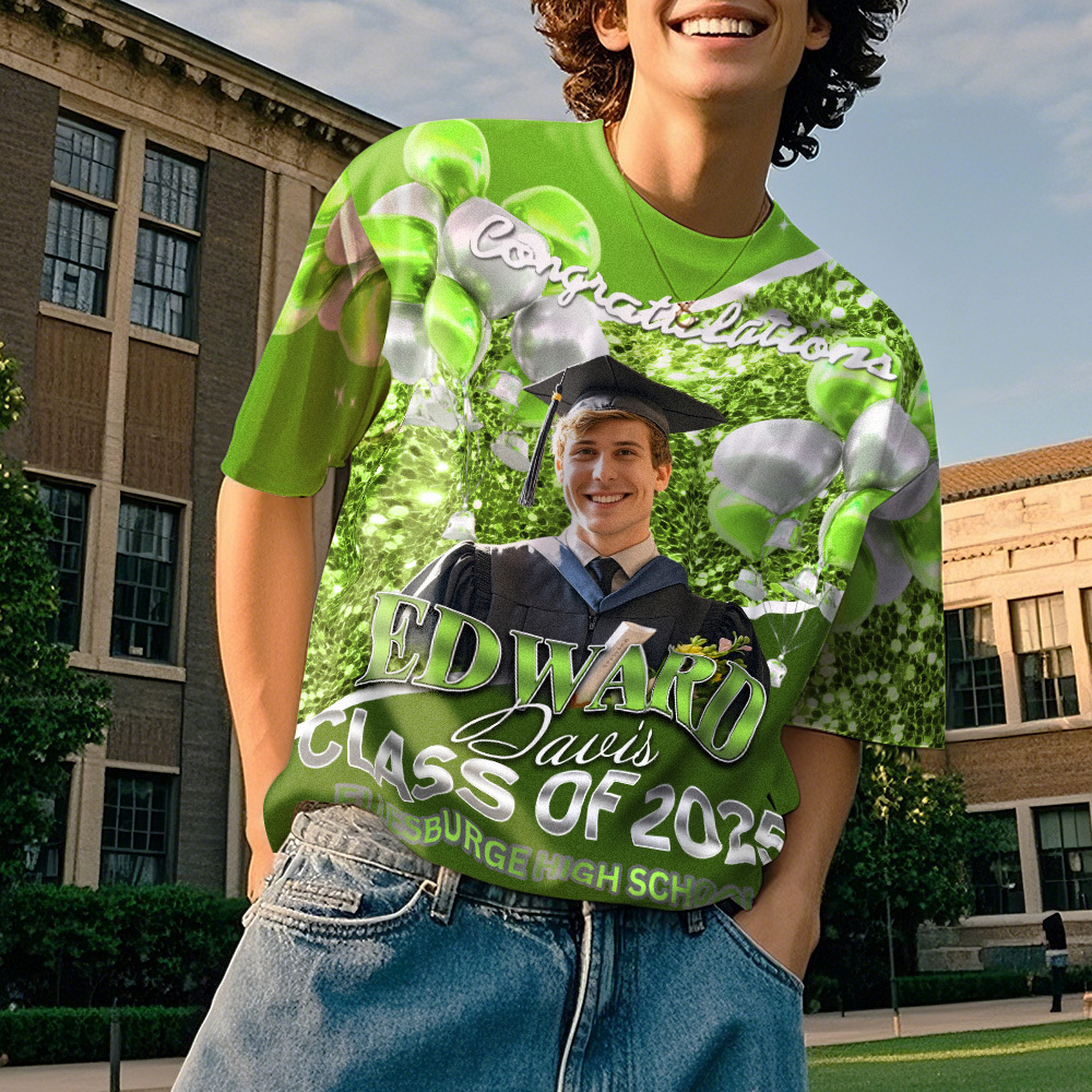 Personalized Photo 3D Graduation T-Shirt with Name & Year Gift