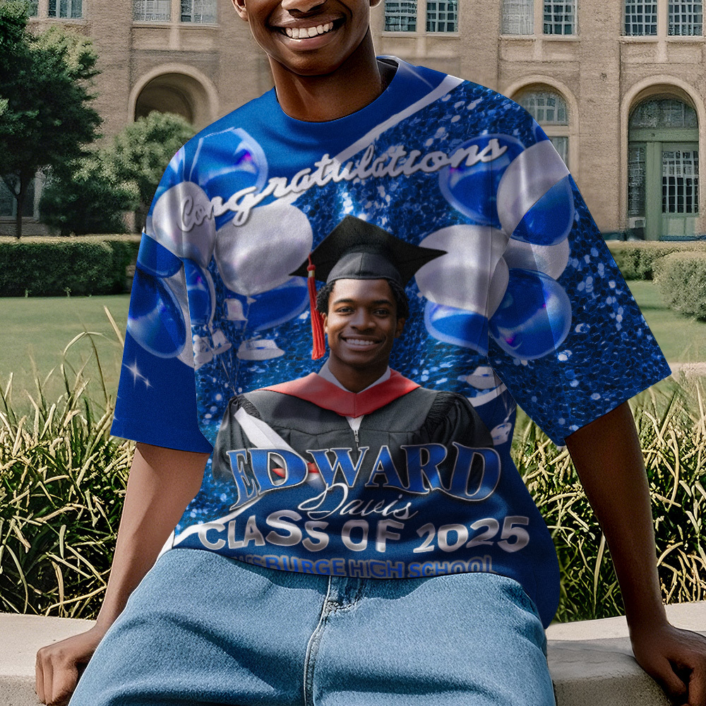 Personalized Photo 3D Graduation T-Shirt with Name & Year Gift
