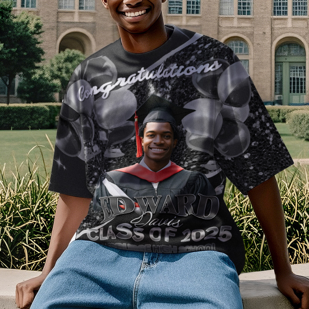 Personalized Photo 3D Graduation T-Shirt with Name & Year Gift