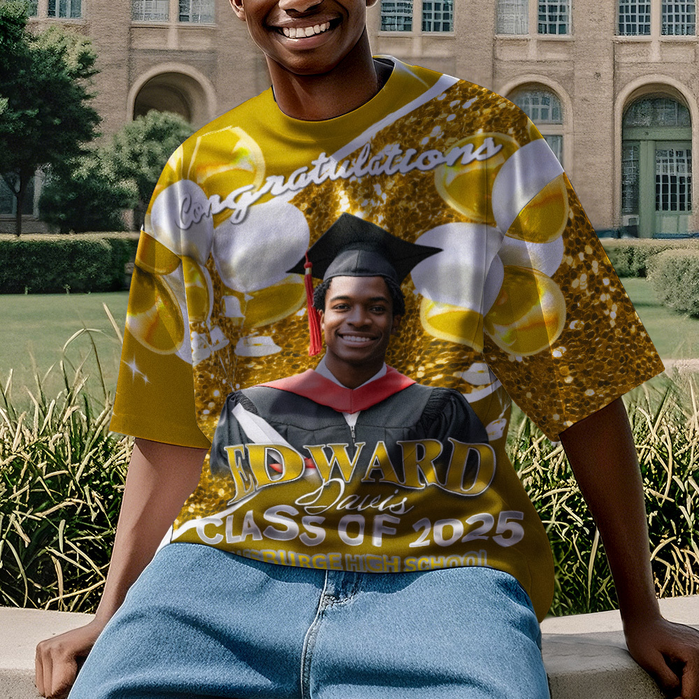 Personalized Photo 3D Graduation T-Shirt with Name & Year Gift
