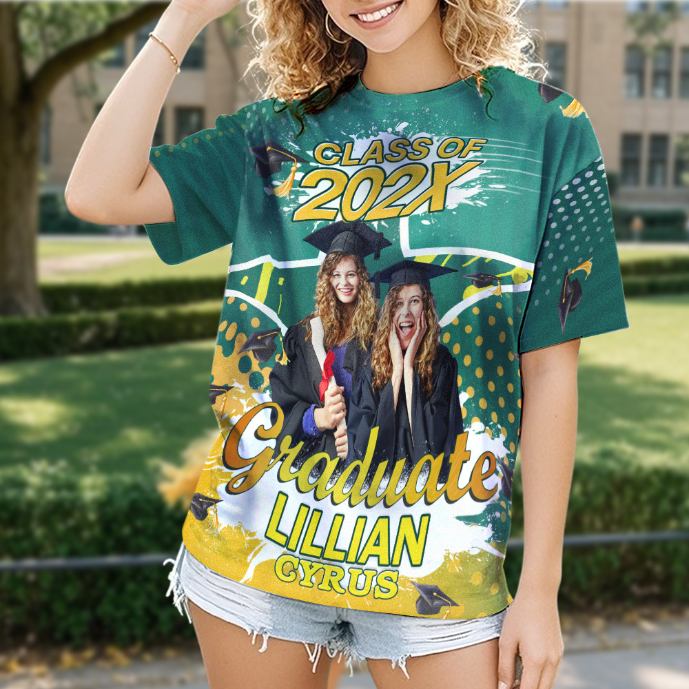 Custom 3D Graduation T-shirt Personalized Name & Year T-shirt Graduation Gift for Him