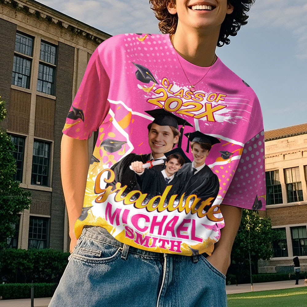 Custom 3D Graduation T-shirt Personalized Name & Year T-shirt Graduation Gift for Him