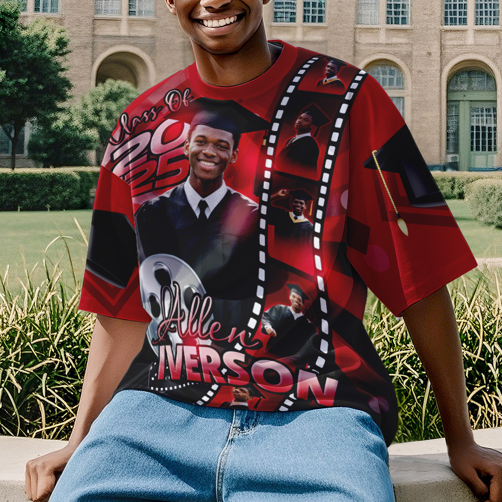 Custom 3D Graduation Shirt Personalized All Over Print Graduation T-Shirt with Name & Year
