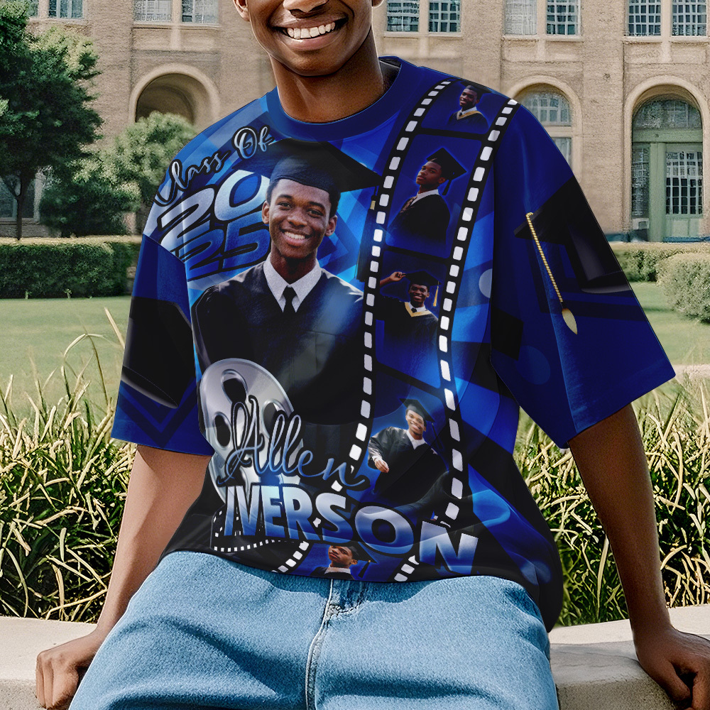 Custom 3D Graduation Shirt Personalized All Over Print Graduation T-Shirt with Name & Year
