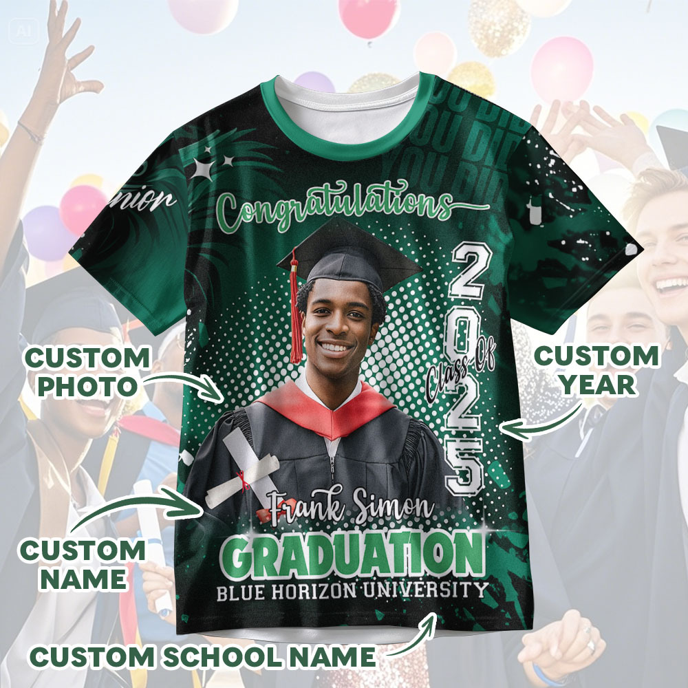 Custom Photo T-shirt Design Your Own Colorful Shirt Graduation Gifts for Her