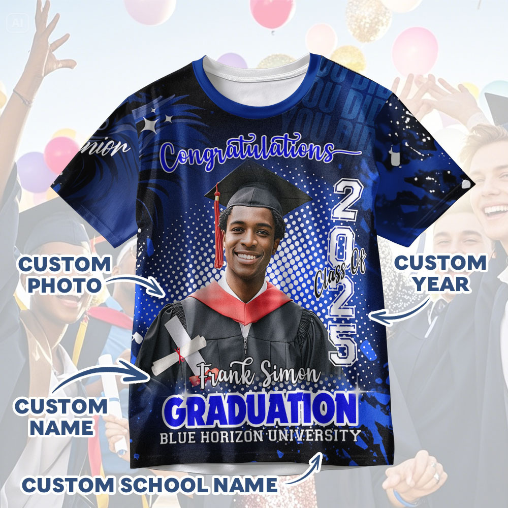 Custom Photo T-shirt Design Your Own Colorful Shirt Graduation Gifts for Her