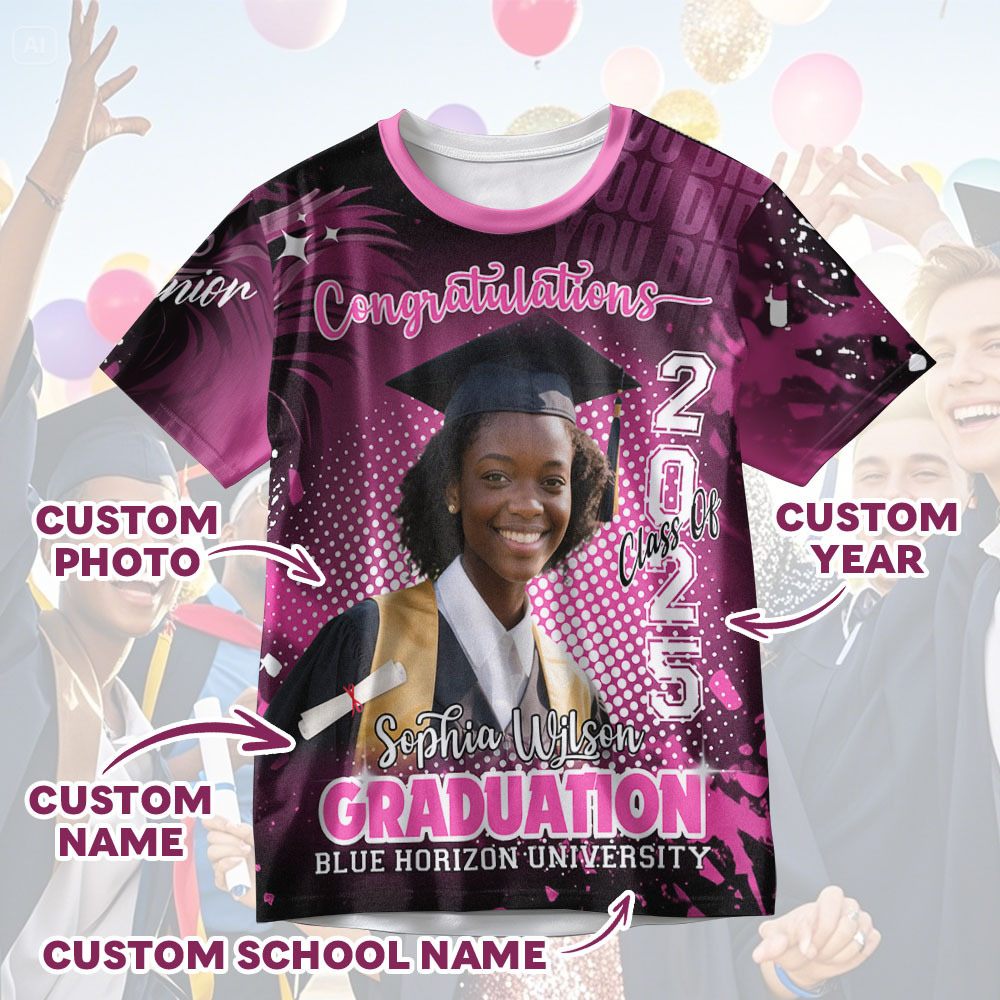 Custom Photo T-shirt Design Your Own Colorful Shirt Graduation Gifts for Her