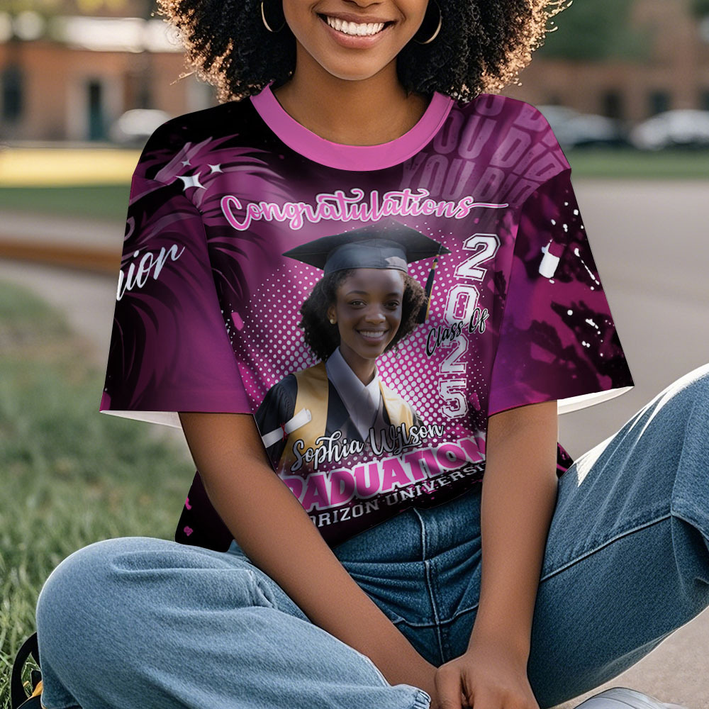 Custom Photo T-shirt Design Your Own Colorful Shirt Graduation Gifts for Her