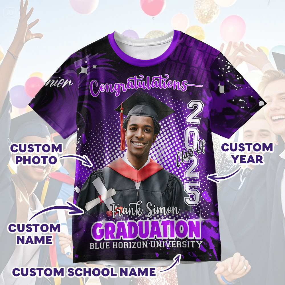 Custom Photo T-shirt Design Your Own Colorful Shirt Graduation Gifts for Her