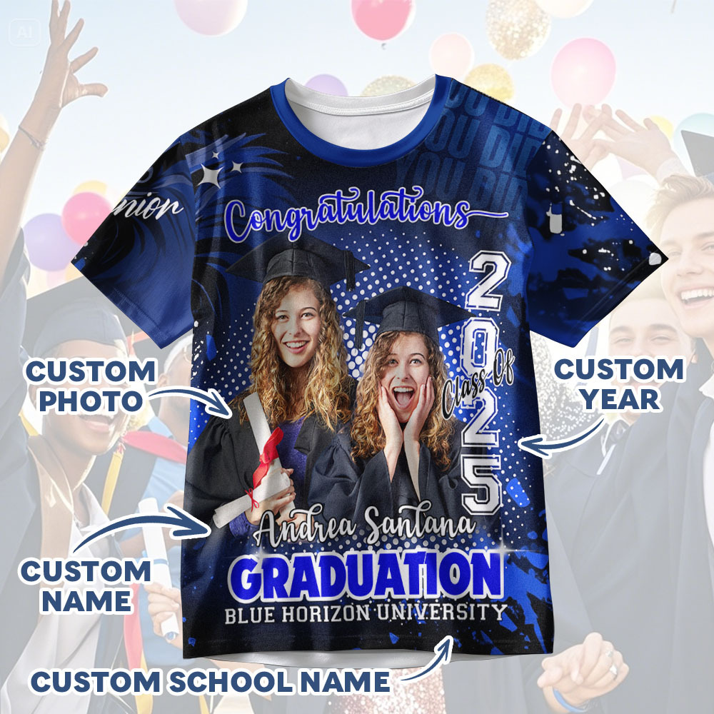 Custom Photo T-shirt Design Your Own Colorful Shirt Graduation Gifts for Her