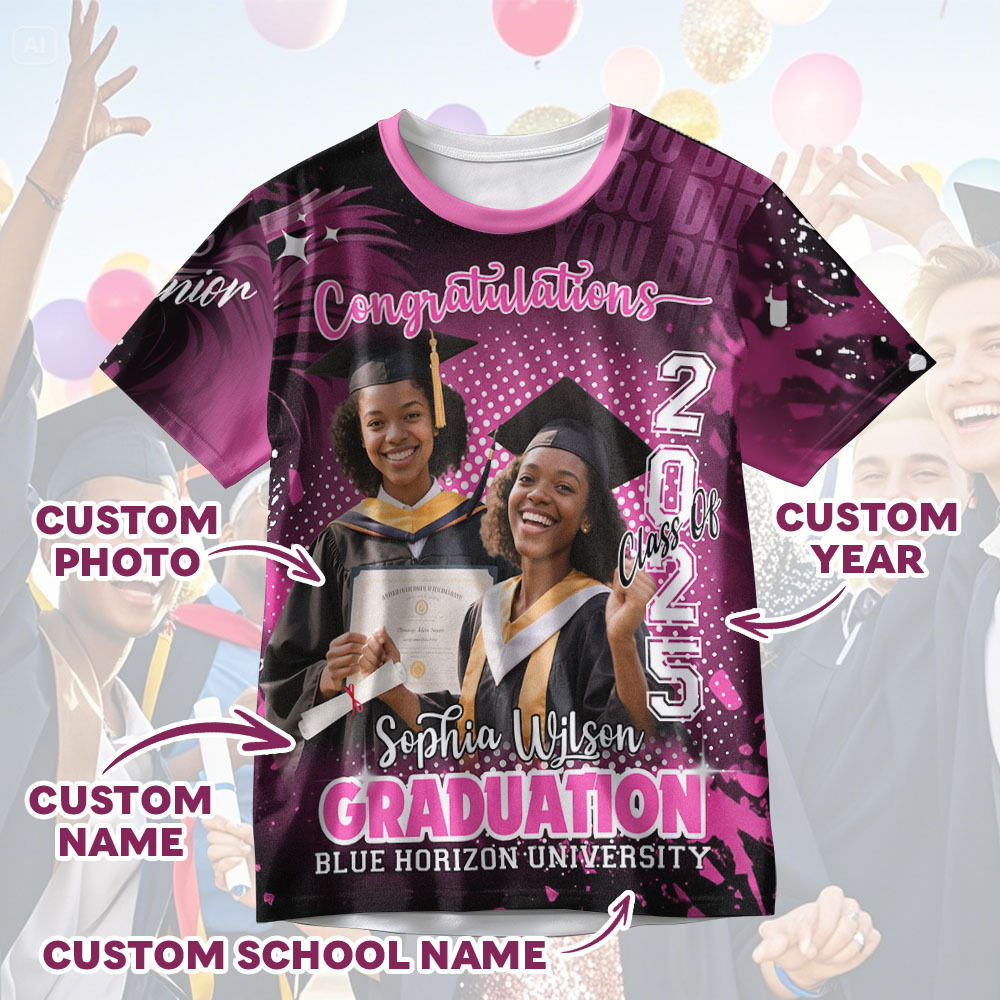Custom Photo T-shirt Design Your Own Colorful Shirt Graduation Gifts for Her