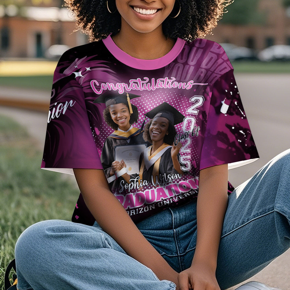 Custom Photo T-shirt Design Your Own Colorful Shirt Graduation Gifts for Her