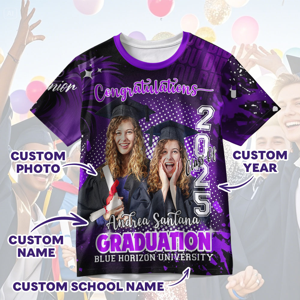 Custom Photo T-shirt Design Your Own Colorful Shirt Graduation Gifts for Her