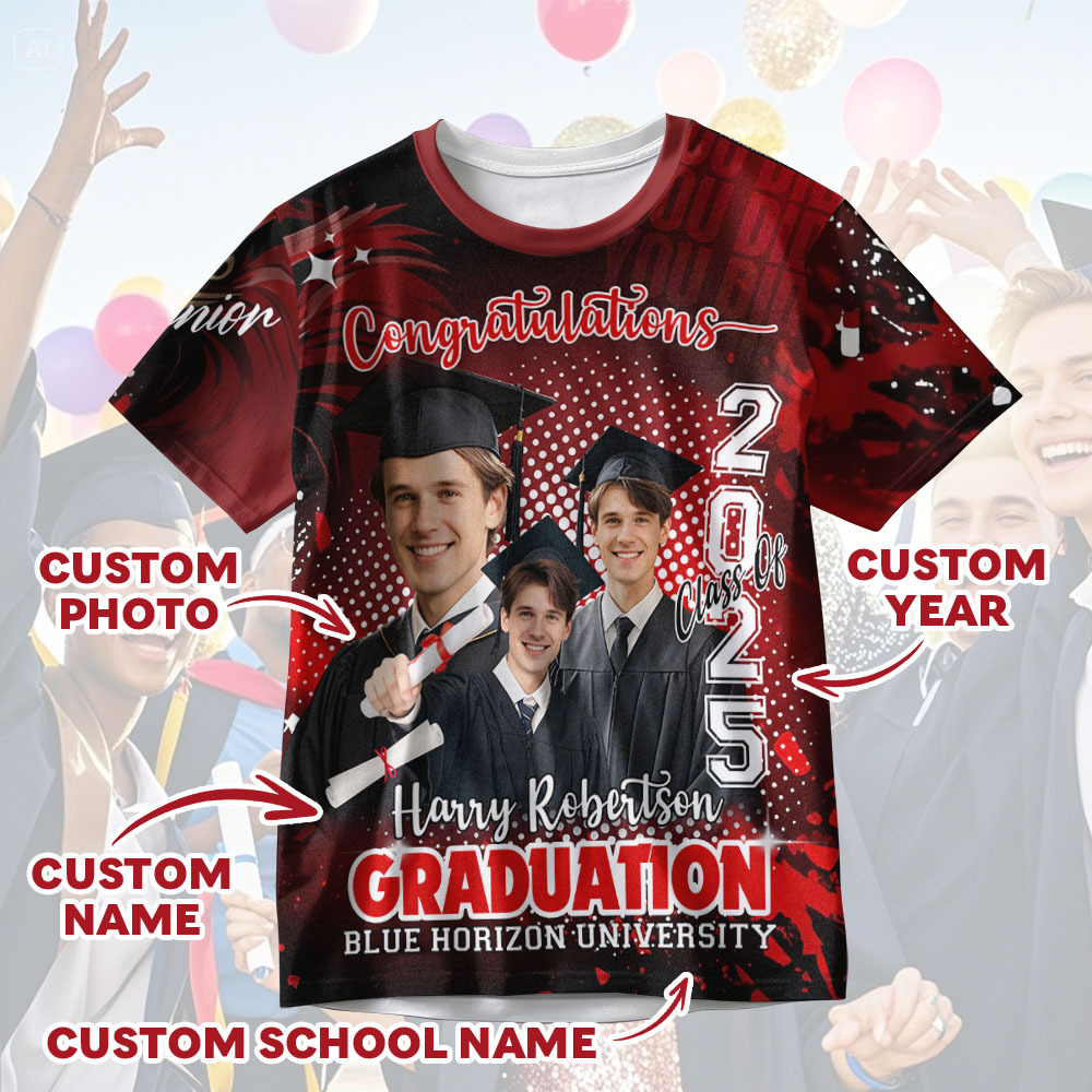 Custom Photo T-shirt Design Your Own Colorful Shirt Graduation Gifts for Her