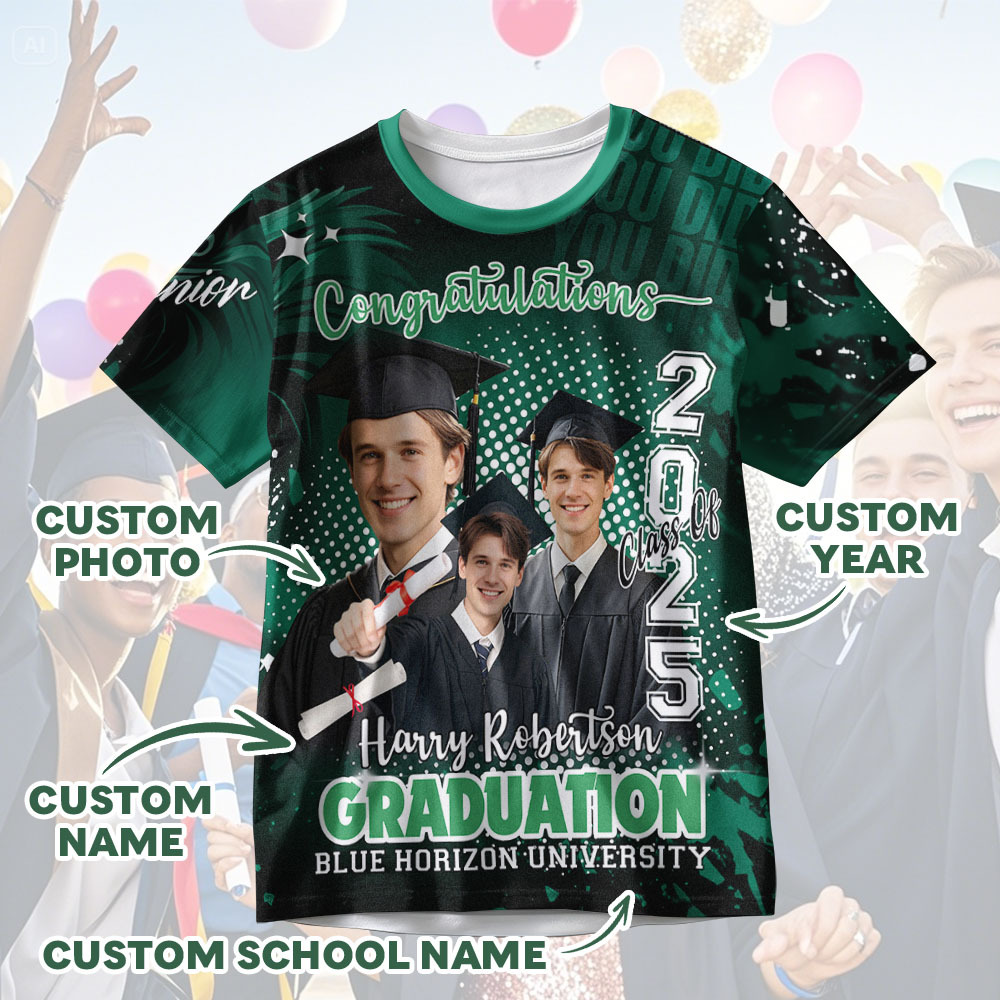 Custom Photo T-shirt Design Your Own Colorful Shirt Graduation Gifts for Her