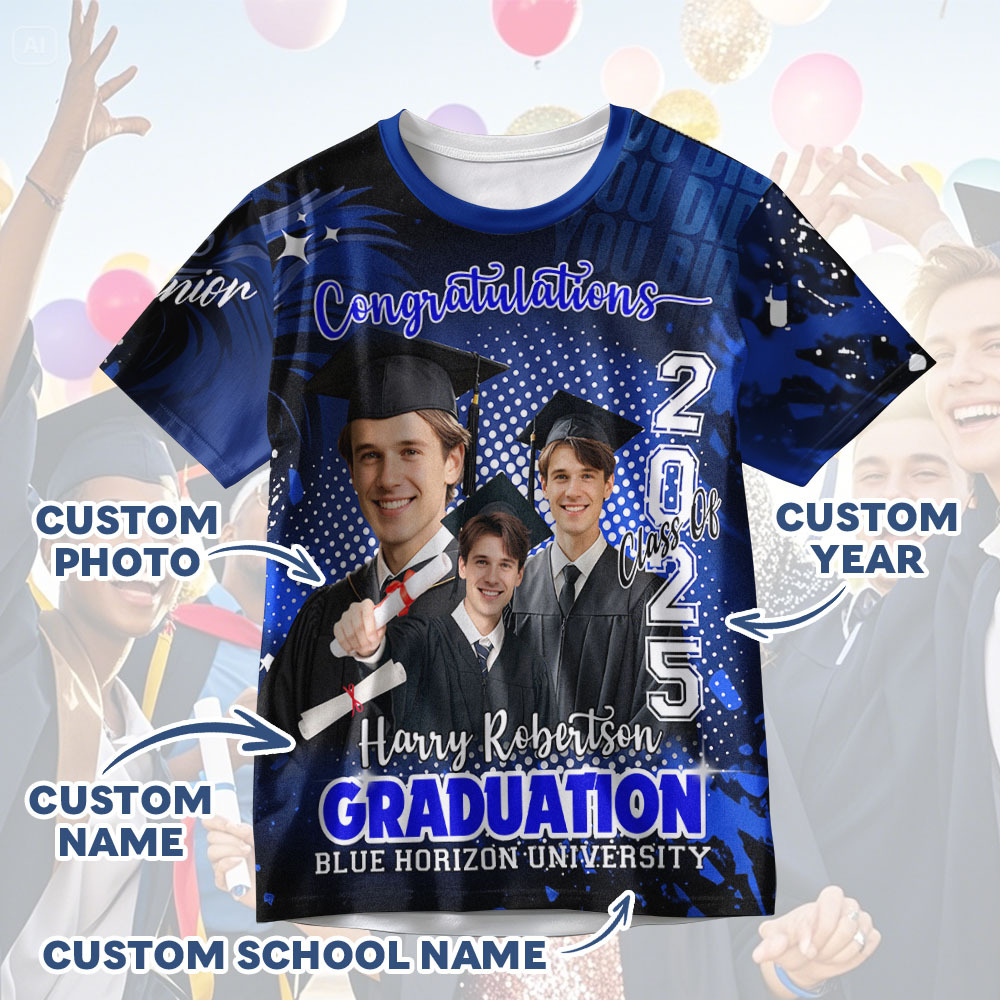 Custom Photo T-shirt Design Your Own Colorful Shirt Graduation Gifts for Her