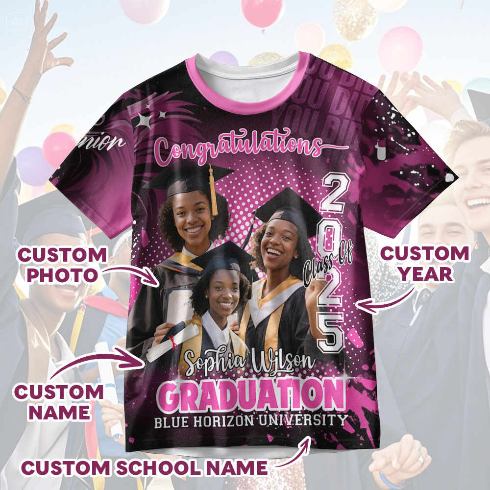 Custom Photo T-shirt Design Your Own Colorful Shirt Graduation Gifts for Her