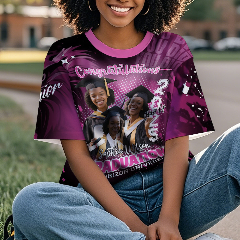 Custom Photo T-shirt Design Your Own Colorful Shirt Graduation Gifts for Her