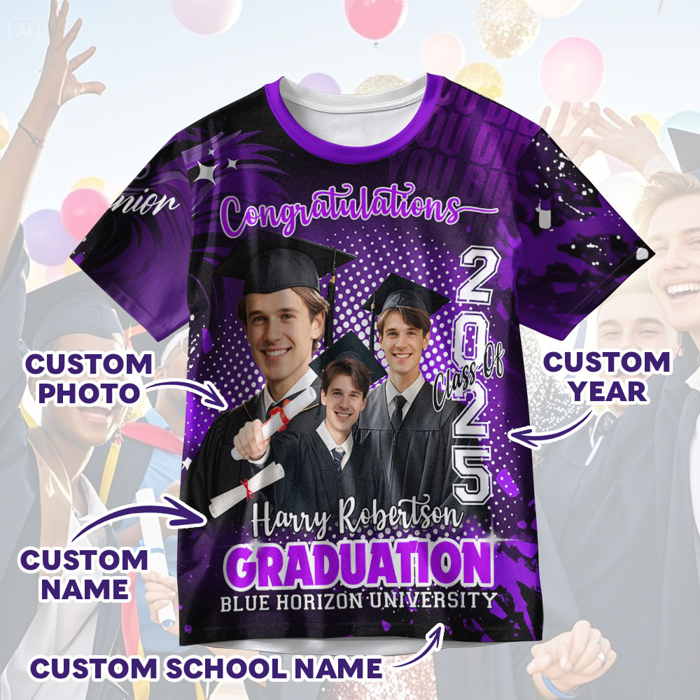 Custom Photo T-shirt Design Your Own Colorful Shirt Graduation Gifts for Her