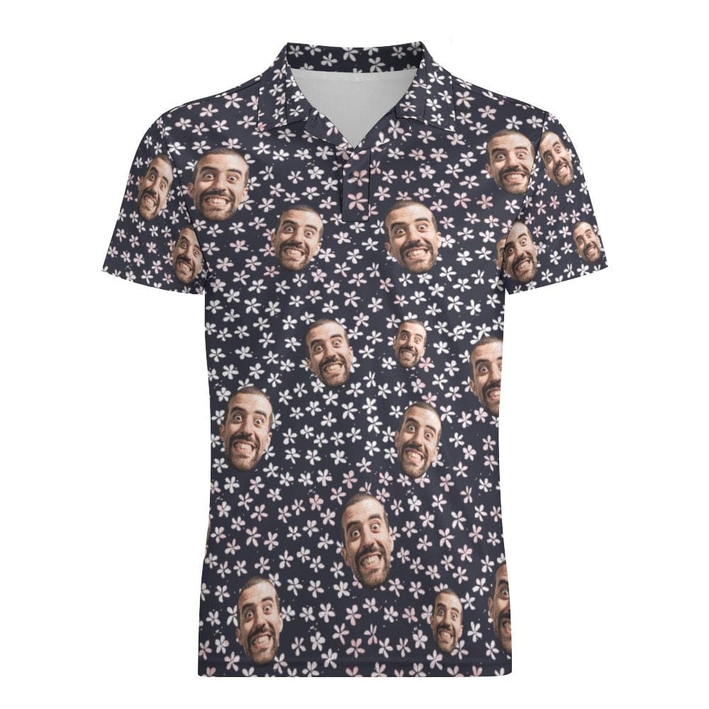 Custom Face Polo Shirt For Men Flowers Style Personalized Hawaiian Golf Shirts - GiftLab