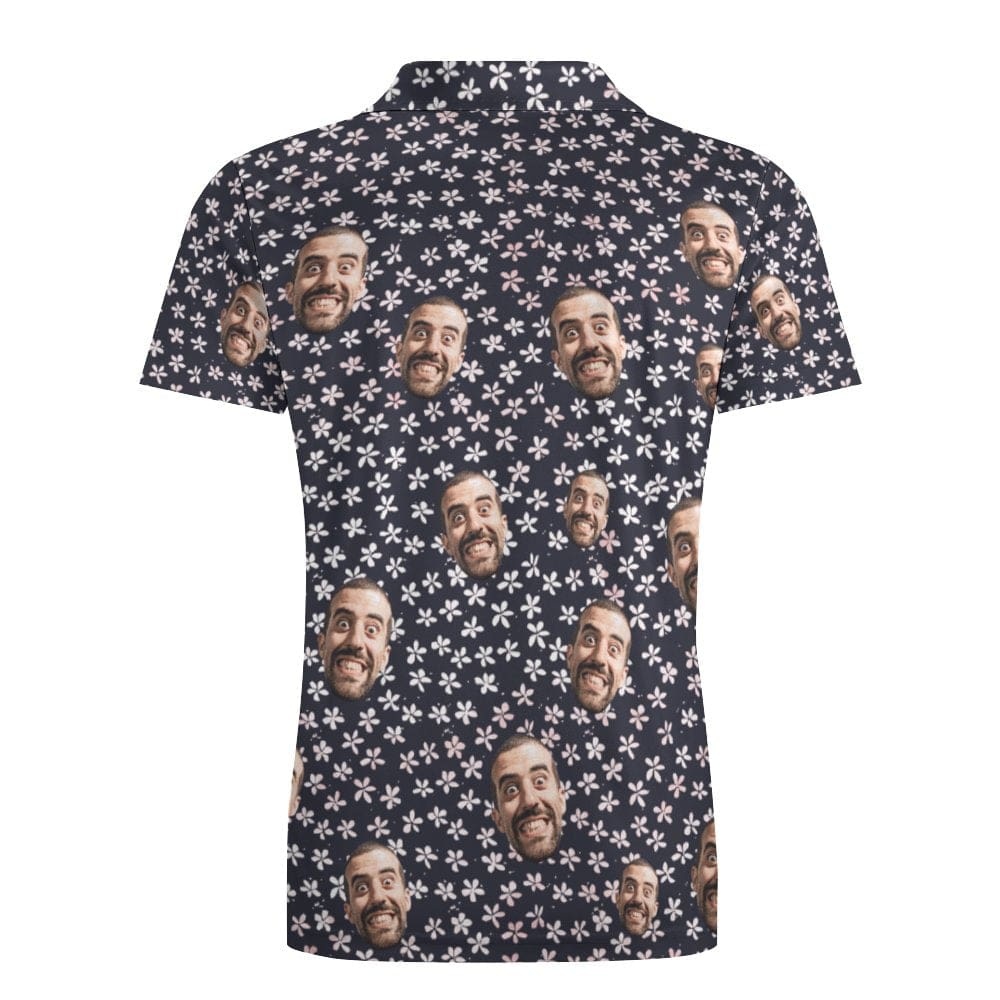 Custom Face Polo Shirt For Men Flowers Style Personalized Hawaiian Golf Shirts - GiftLab