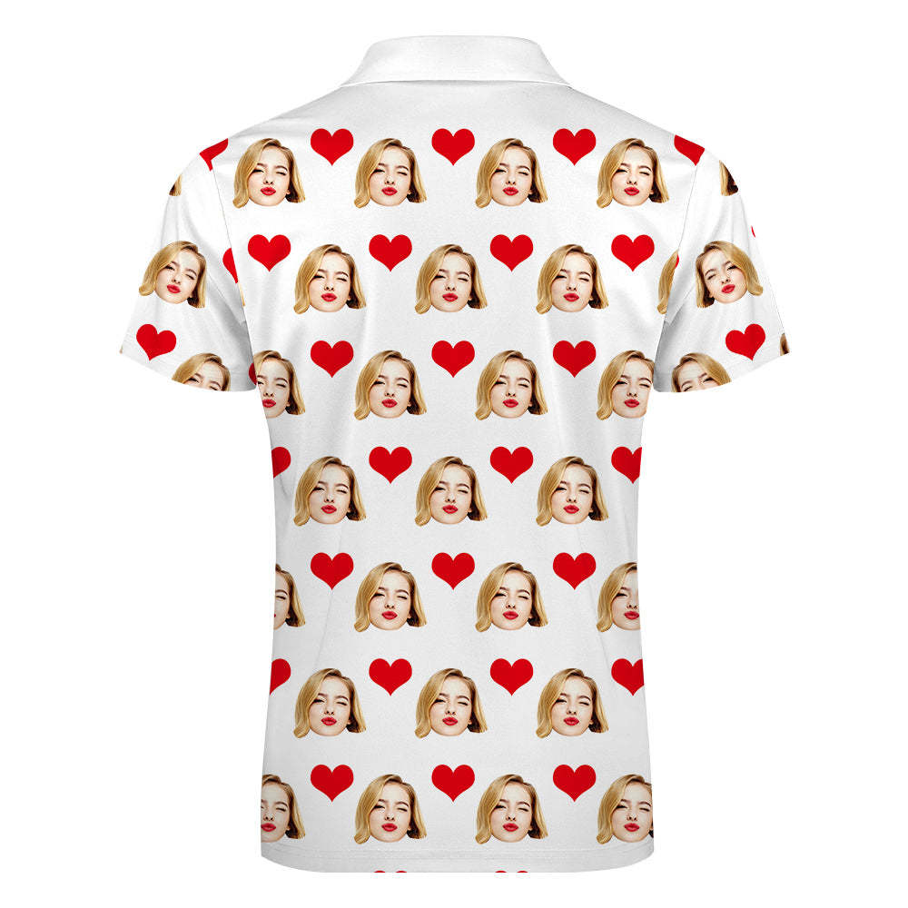 Custom Face Polo Shirt with Zipper Men's Polo Shirt for Boyfriend or Husband - NameNecklace