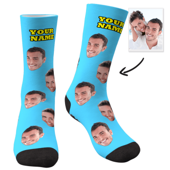 Halloween Sock Gifts Custom Face Socks With Your Text 3D Preview Colorful Socks - Giftlab