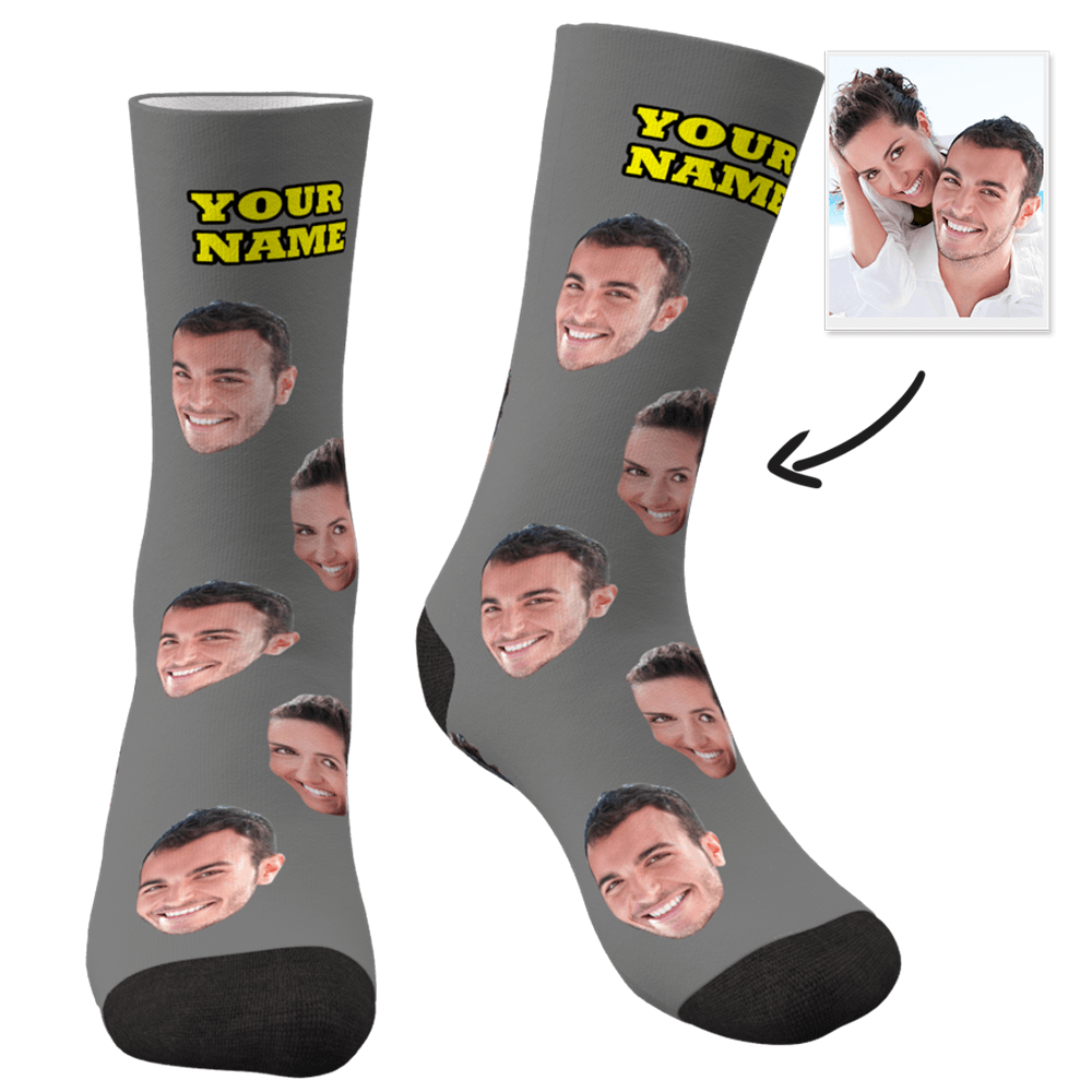 Halloween Sock Gifts Custom Face Socks With Your Text 3D Preview Colorful Socks - Giftlab