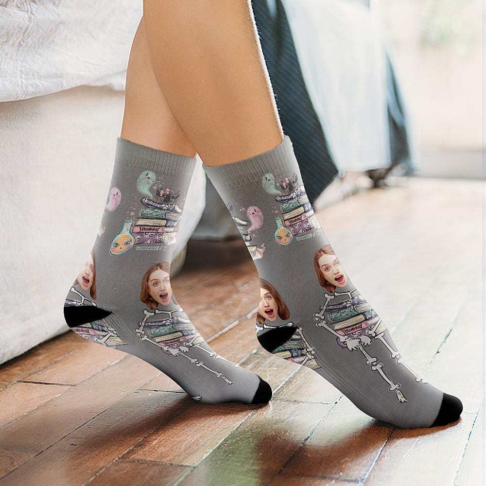 Halloween Face Socks Custom Halloween Skeleton Socks Halloween Gifts for Friends Unisex - Giftlab