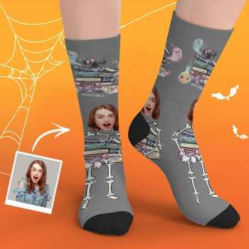 Halloween Face Socks Custom Halloween Skeleton Socks Halloween Gifts for Friends Unisex - Giftlab