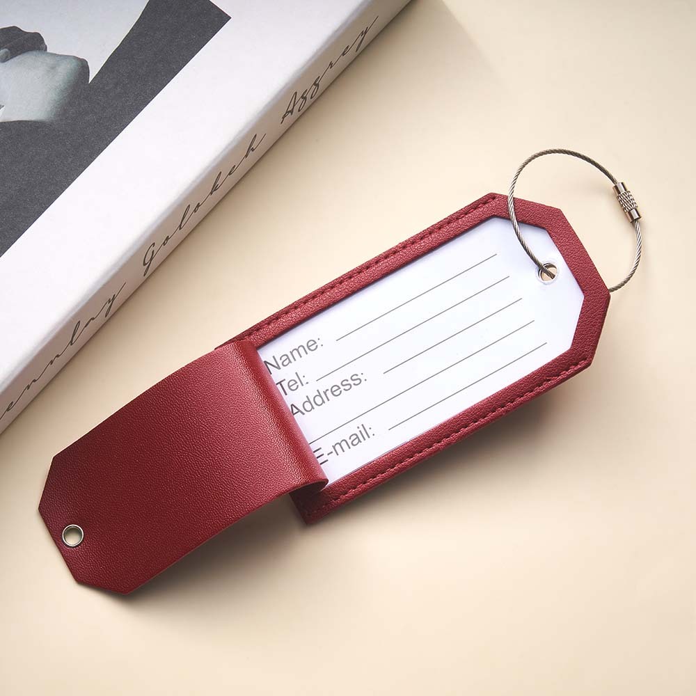 Personalized Engraved Leather Luggage Tag Creative Airplane Path Design Keychain Anniversary Gift - NameNecklace