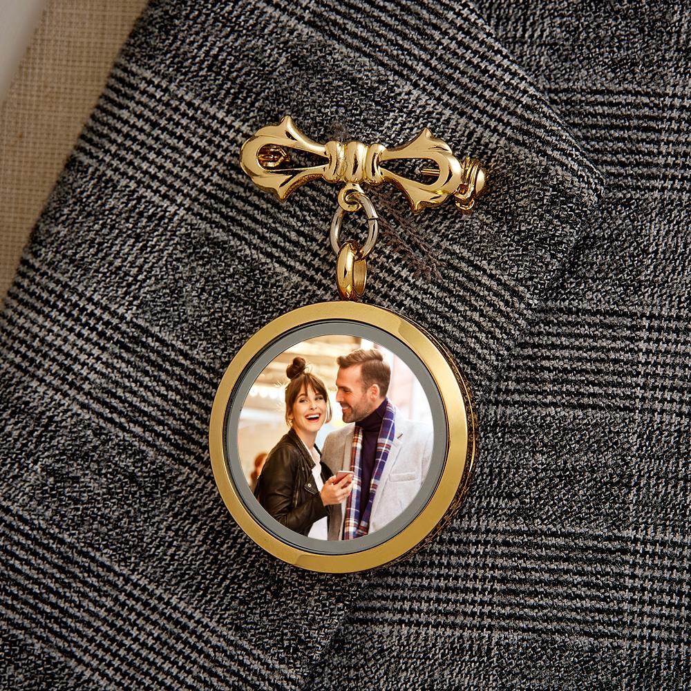 Personalized Photo Brooch Memorial Lapel Pin For Men - NameNecklace