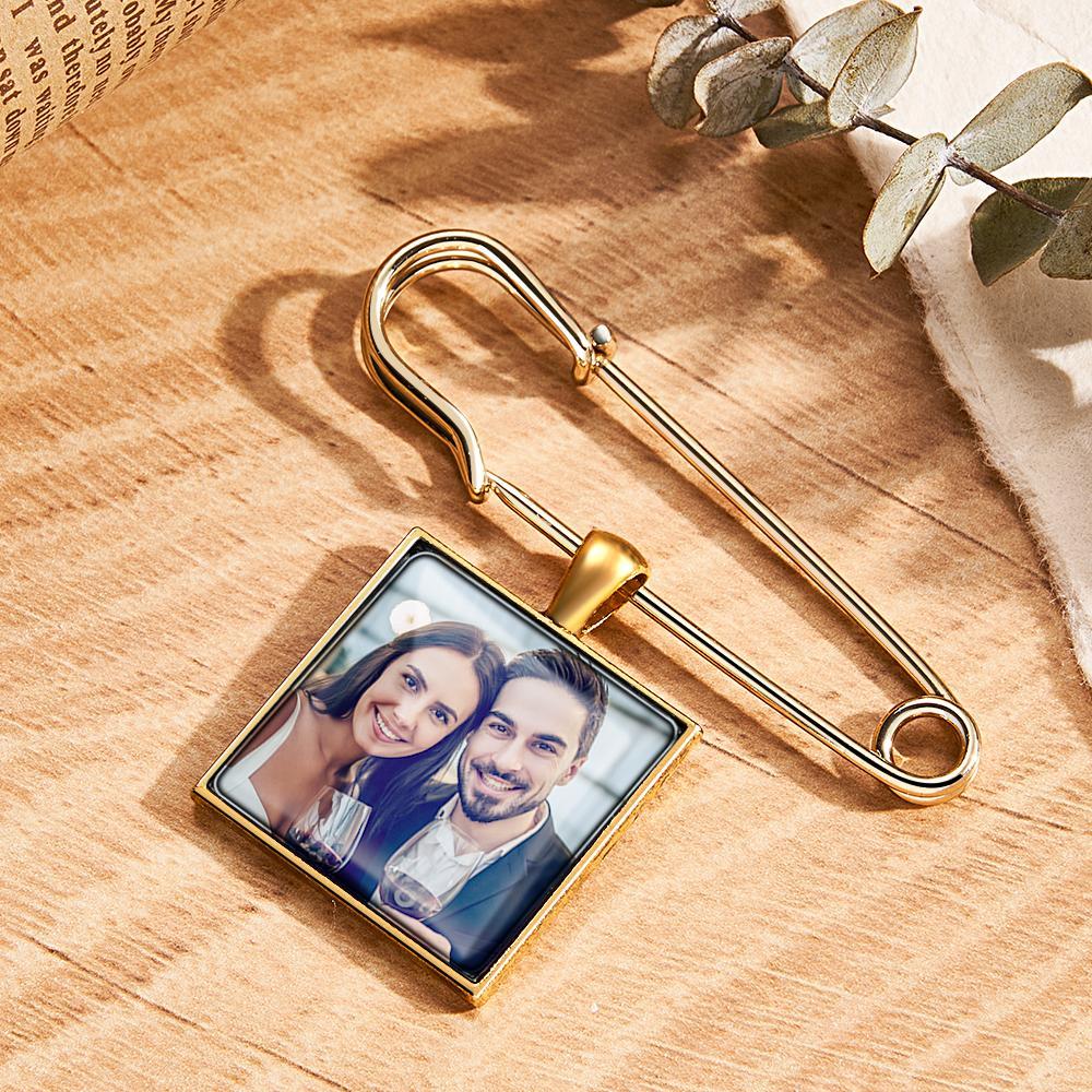Personalized Photo Lapel Pin Memorial Charm Brooch Gift For Man - NameNecklace