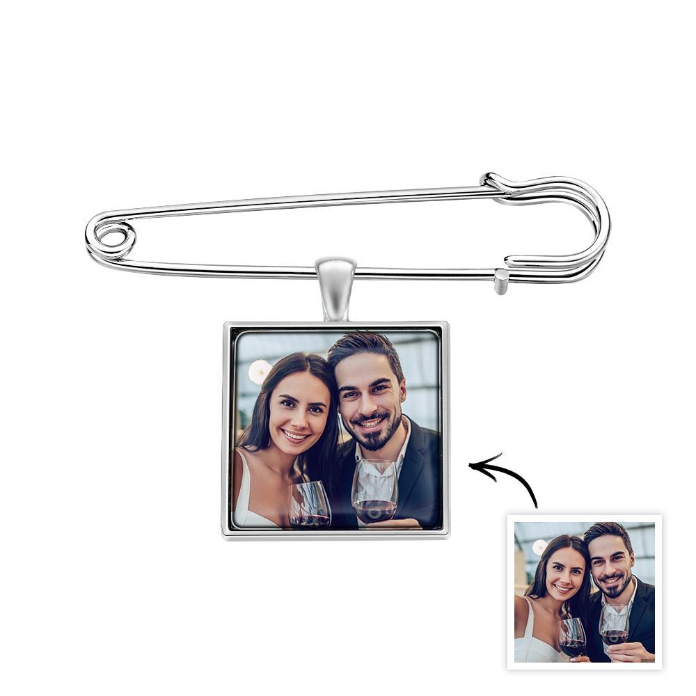 Personalized Photo Lapel Pin Memorial Charm Brooch Gift For Man - NameNecklace