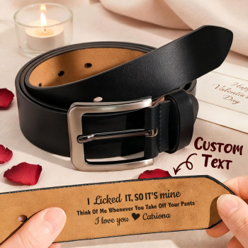 I Sucked It I Licked It So It's Mine Personalized Cowhide Belt Naughty Custom Engraved Cowhide Belt for Men Valentine's Day Gifts