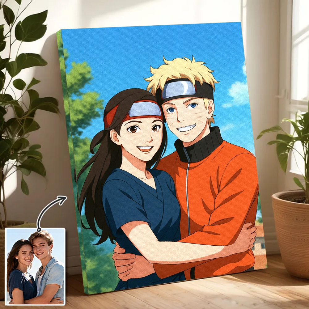 Personalized Canvas Anime Ninja Style Portrait Custom Photo Hidden Village Inspired Canvas Art Anime Style Ninja Warrior Portrait Print