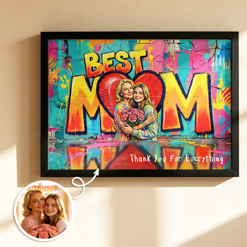 Personalized Photo Graffiti Poster Custom Photo Street Art Wall Decor Mothers Day Gift for Mom