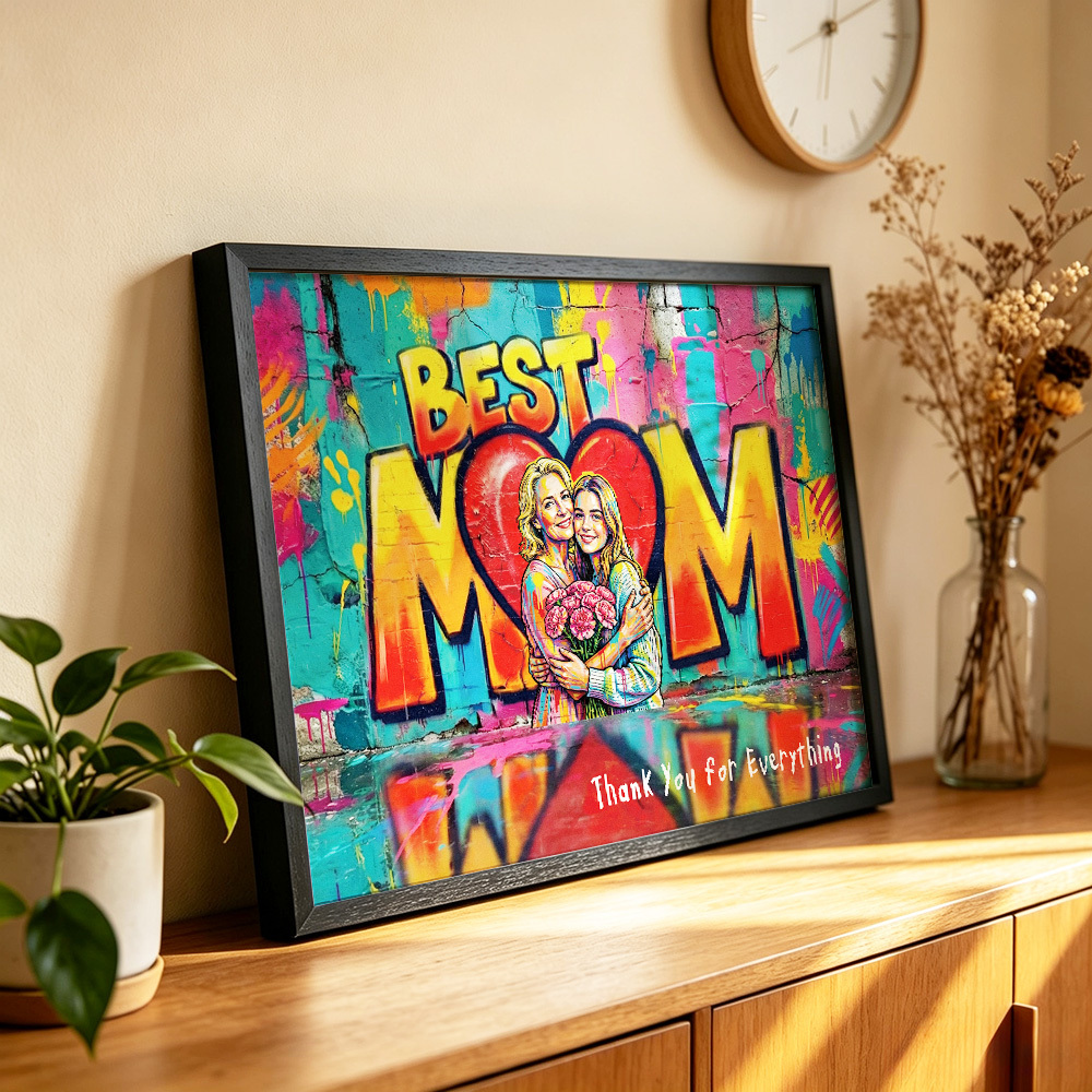 Personalized Photo Graffiti Poster Custom Photo Street Art Wall Decor Mothers Day Gift for Mom