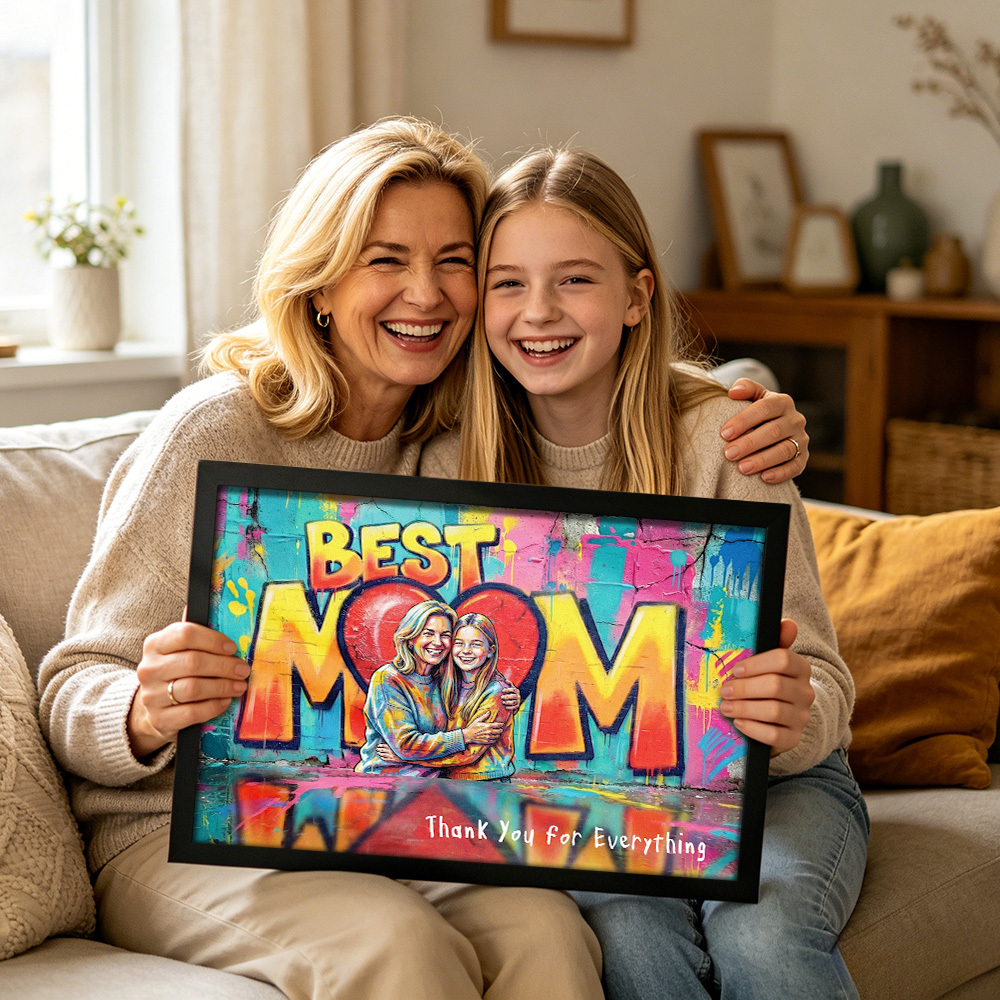 Personalized Photo Graffiti Poster Custom Photo Street Art Wall Decor Mothers Day Gift for Mom