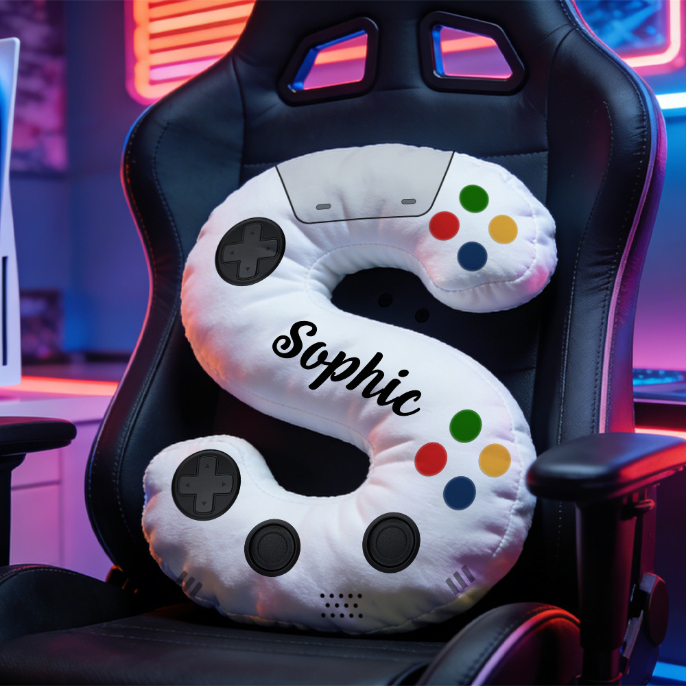 Personalized Graphic 3D Print Controller Alphabet Shaped Pillow for Game Lovers Initial Pillow Christmas Gift for Kids