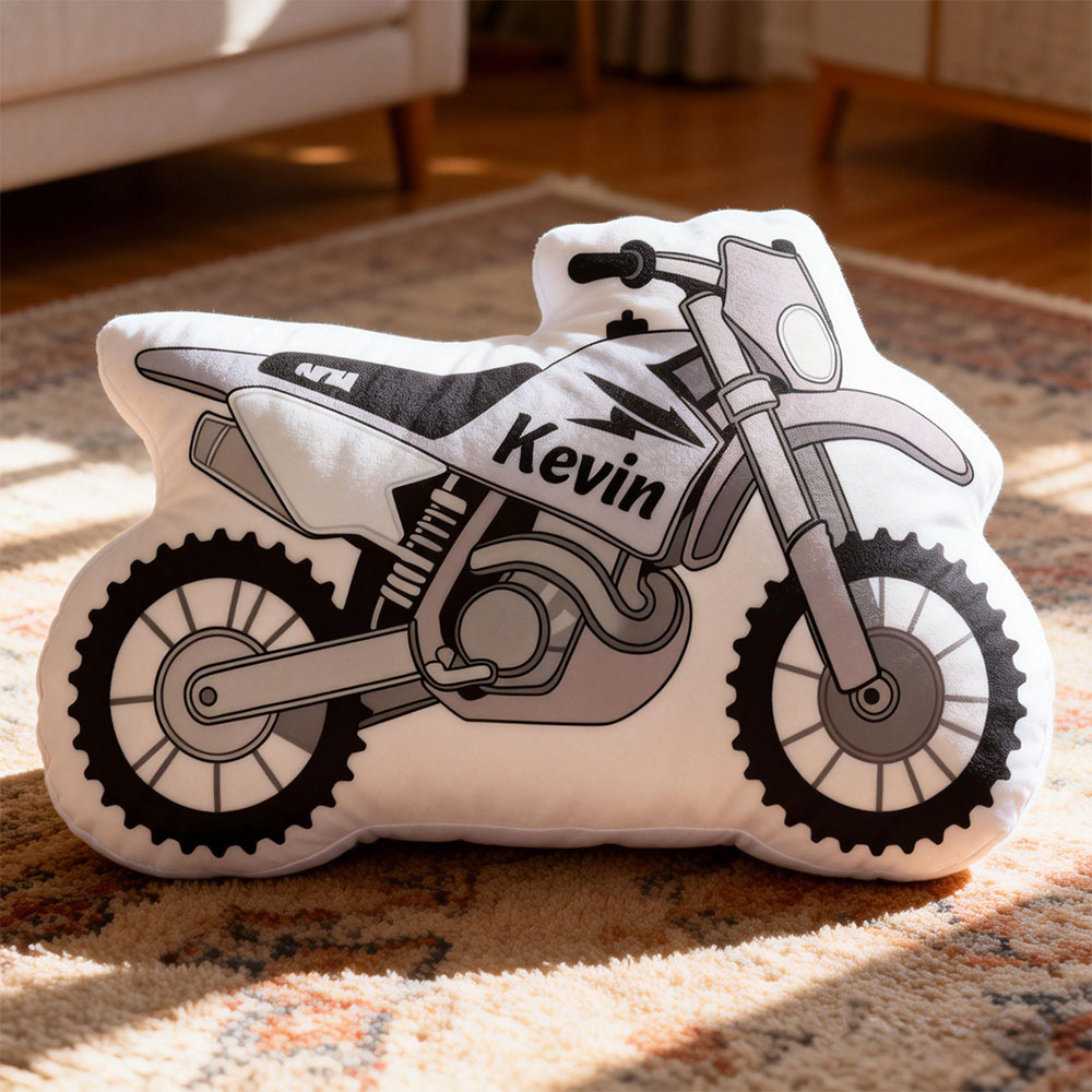 Personalized Motorcycle Pillow Custom Name Motorbike 3D Graphic Print Pillow 3D Graphic Motorcycle Cushion Gifts for Kids