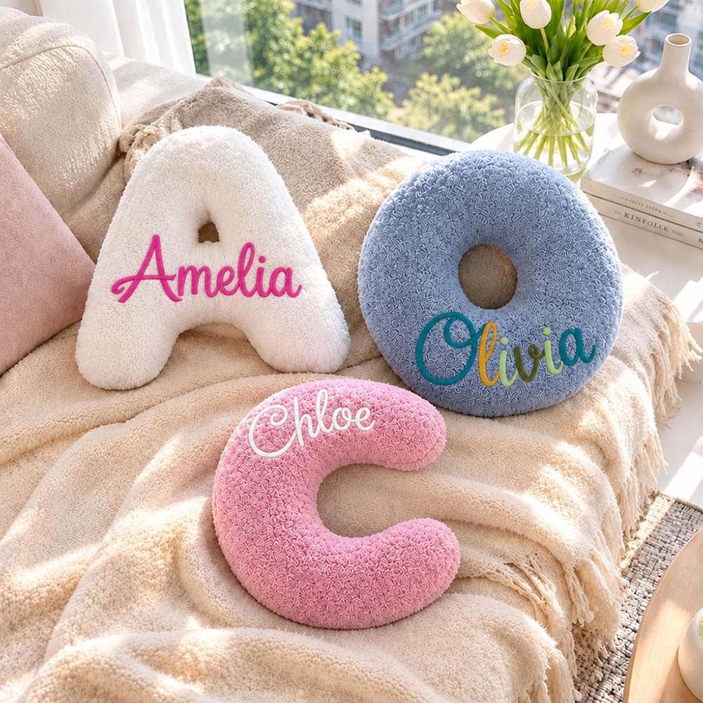 Personalized Letter Pillow Custom Name Initial Alphabet Throw Pillow Birthday Gift for Kids Home Decor Gift Housewarming Gift
