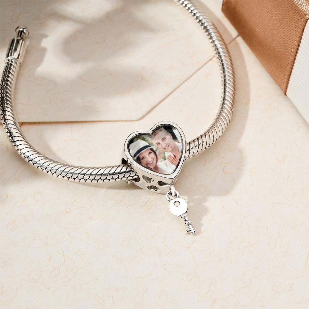 Custom Heart Photo Charm With A Key Pendant Creative Gifts - NameNecklace