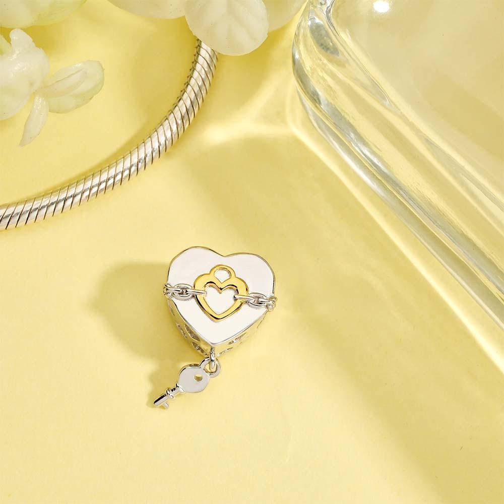 Custom Heart Photo Charm With A Key Pendant Creative Gifts - NameNecklace