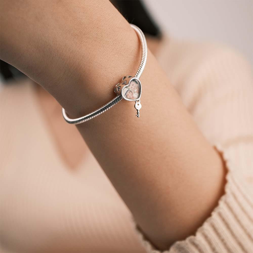 Custom Heart Photo Charm With A Key Pendant Creative Gifts - NameNecklace