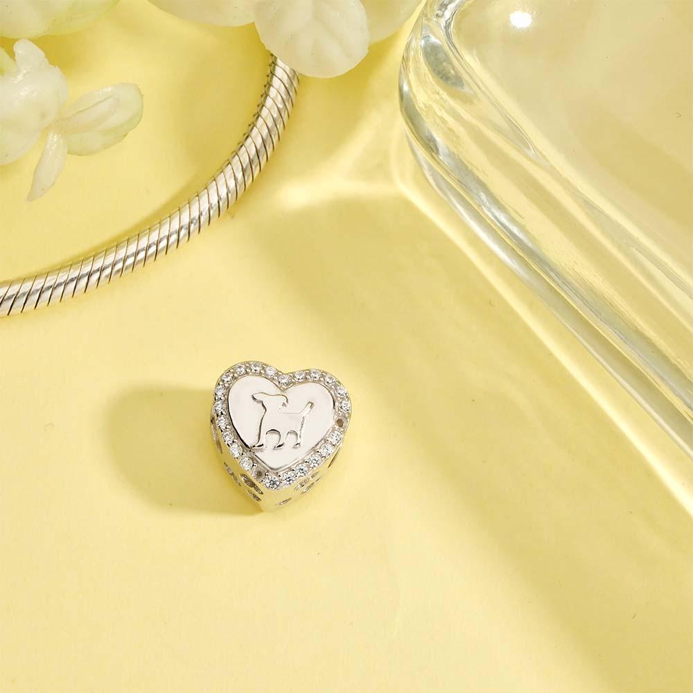 Custom Photo Heart Charm Zircon Decor Pet Dog Design Gifts For Pet Lovers - NameNecklace